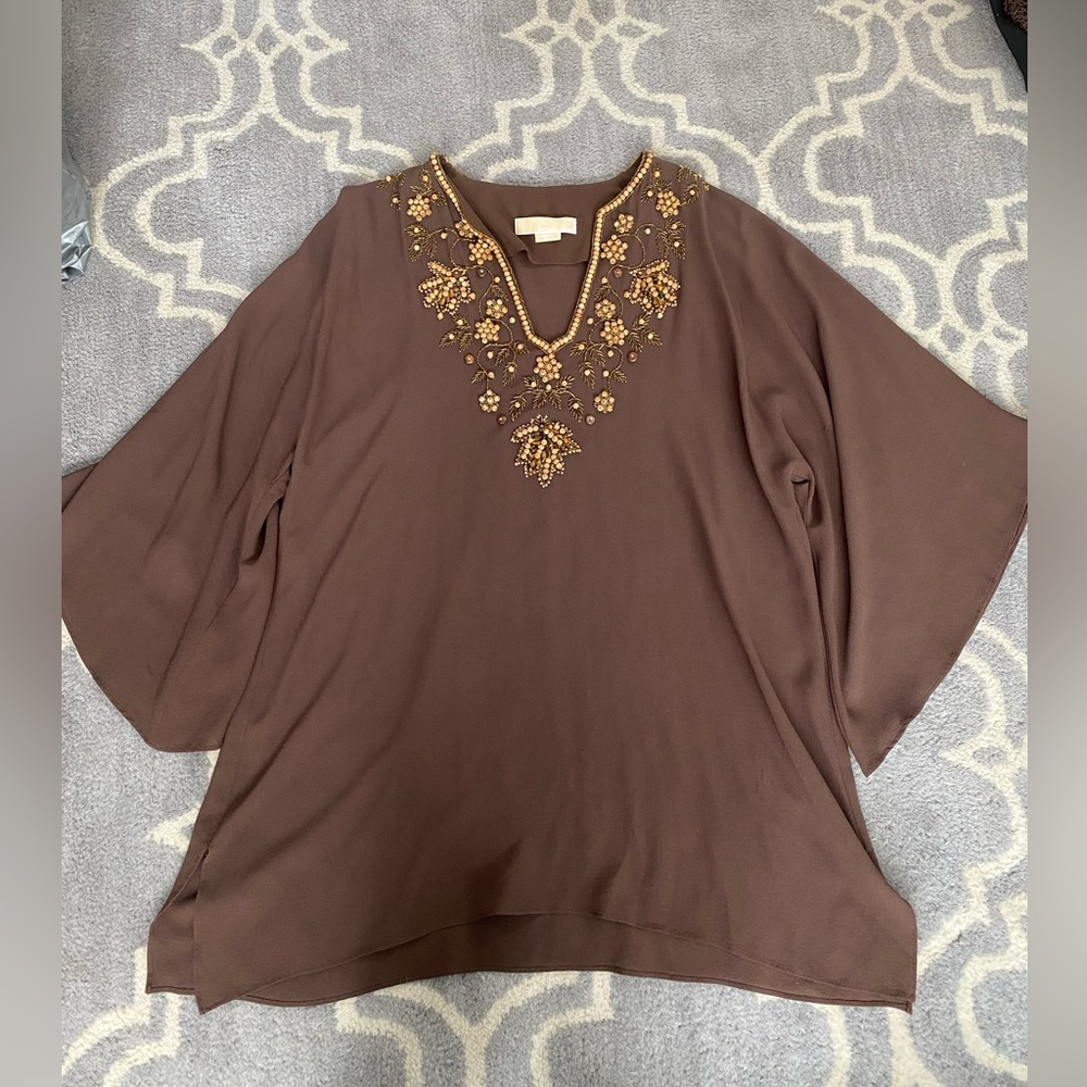 Michael Kors Runway Collection Nutmeg Colored One Size Bell Sleeve Top